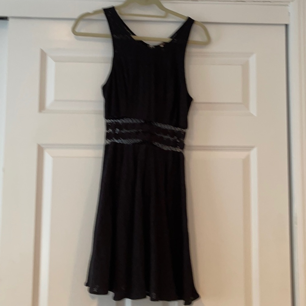 Free People black flowy dress Floral waist detail